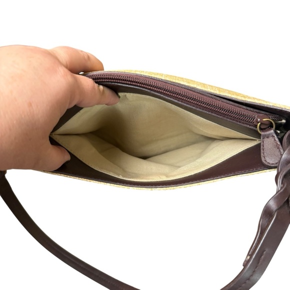 Etienne Aigner Beige and Light Brown Straw Small Shoulder Bag Shoe Charm Casual - Picture 5 of 12